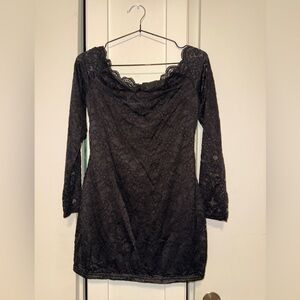 SHEIN Black Lace Long Sleeve Dress